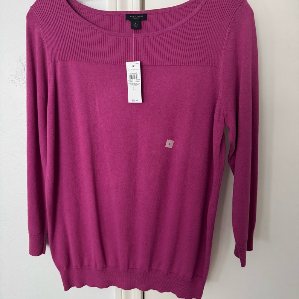 Ann Taylor Magenta Scoop Neck Sweater